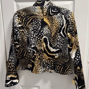 JS Collections Leopard Print Dressy Silky Jacket